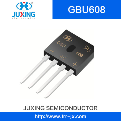 Juxing Gbu608 Vrrm800V Vrms560V Ifsm120A Vf1.1A I (AV) 6A Bridge Rectifiers with Gbu Case Juxing Gbu608 Vrrm800V Vrms560V Ifsm120A Vf1.1A I (AV) 6A Bridge Rectifiers with Gbu Case